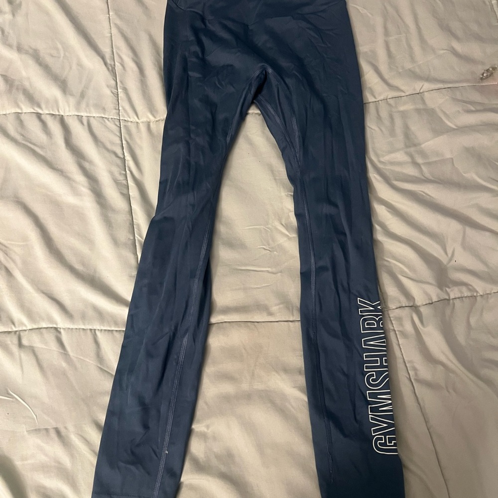 Gymshark Navy Leggings with White Logo